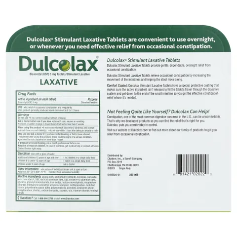Viên Uống Hỗ Trợ Tiêu Hóa Dulcolax Laxative 200 Viên - Giải Pháp Nhuận Tràng Từ Mỹ, Cải Thiện Hệ Tiêu Hóa, Giảm Táo Bón
