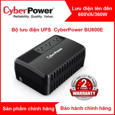 Bộ Lưu Điện UPS CyberPower BU650E 650VA/360W - Chống Xung, Lọc Nhiễu, Ổn Áp Cho Máy Tính - Hàng Chính Hãng