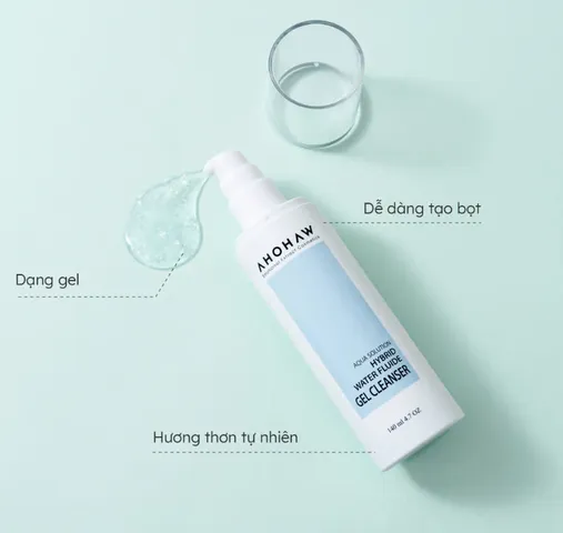 Sữa Rửa Mặt Ahohaw Hybrid Water Fluide Cleanser 140ml - Gel Làm Sạch Sâu, Dưỡng Ẩm và Làm Trắng Da Cho Mọi Loại Da