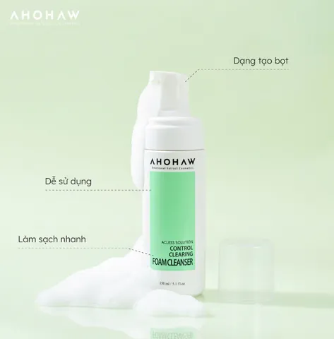 Sữa Rửa Mặt Tạo Bọt Control Clearing Foam 150ml - Sạch Da Dầu, Giảm Mụn, Dưỡng Ẩm Từ Chiết Xuất Hyaluronic Acid và Nghệ