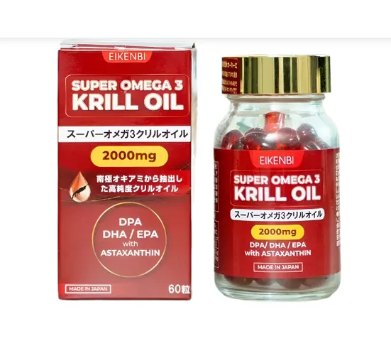 Dầu Nhuyễn Thể Super Omega 3 Krill Oil 2000mg Eikenbi - Tăng Cường Sức Khỏe, Hỗ Trợ Tim Mạch và Làm Đẹp Da Nhật Bản