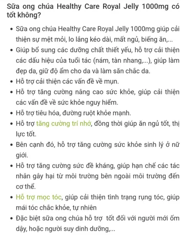 Viên uống sữa Ong chúa Healthy Care Royal Jelly 1000mg 365 viên - Hỗ trợ sức khỏe, làm đẹp da, cải thiện nội tiết tố, xuất xứ Úc