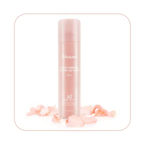 Xịt Chống Nắng Jmsolution Glow Luminous Flower Spray 180ml - Bao Vệ Da, Dưỡng Sáng, Chỉ Số SPF50+/PA++++, Chiết Xuất Hoa Hồng
