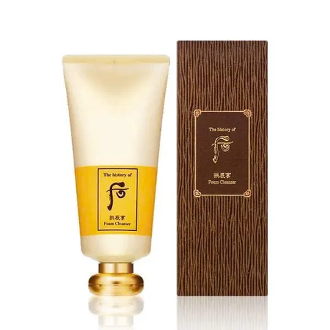 Sữa Rửa Mặt Dưỡng Ẩm Whoo Vàng 180ml - Foam Cleanser Độ Ẩm Cao Giúp Sáng Da, Ngăn Mụn và Làm Sạch Sâu Lớp Trang Điểm