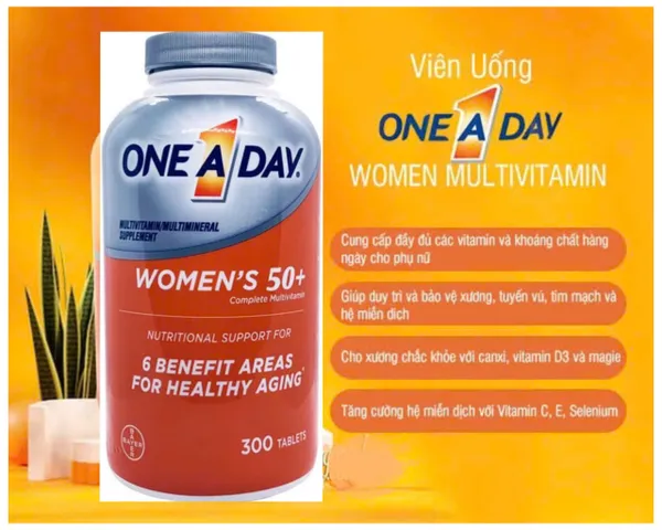 Vitamin Tổng Hợp One A Day Cho Nữ Trên 50 Tuổi - Hỗ Trợ Sức Khỏe Và Tăng Cường Miễn Dịch - 300 Viên
