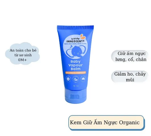 Dầu Bôi Ấm Ngực Organic Little Innoscents 75ml - Hỗ Trợ Giảm Ho Cho Trẻ Từ 0 Tháng Tuổi - Giữ Ấm Hiệu Quả
