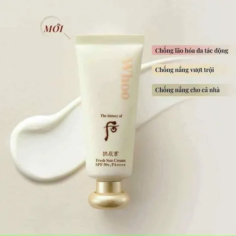Kem Chống Nắng Whoo Gongjinhyang Fresh UV Protective Cream SPF50+/PA++++ 60ml Cho Da Nhạy Cảm - Bảo Vệ và Dưỡng Da Tối Đa