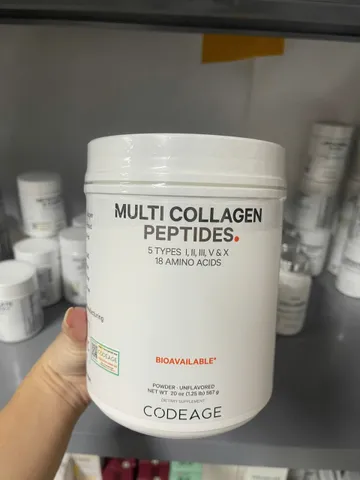 Bột Uống Hydrolyzed Multi Collagen Peptides CodeAge - Hỗ Trợ Da Căng Mịn, Tăng Độ Đàn Hồi, Chống Nếp Nhăn, Hỗ Trợ Sụn Khớp