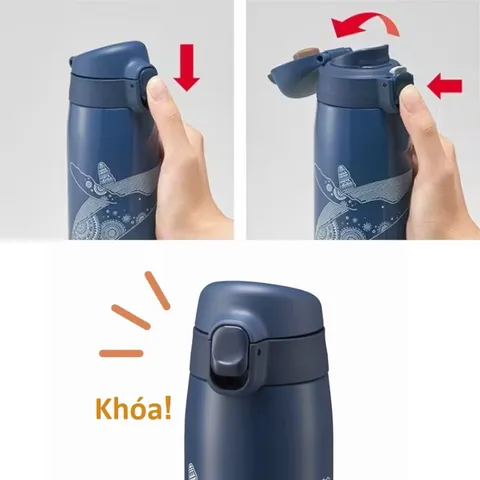 Bình Giữ Nhiệt Tiger 500ml Nắp Bật Hình Cá Voi & Tê Giác - BPA Free, Nhật Bản, Duy Trì Độ Nóng, Lạnh Lý Tưởng Cho Bé