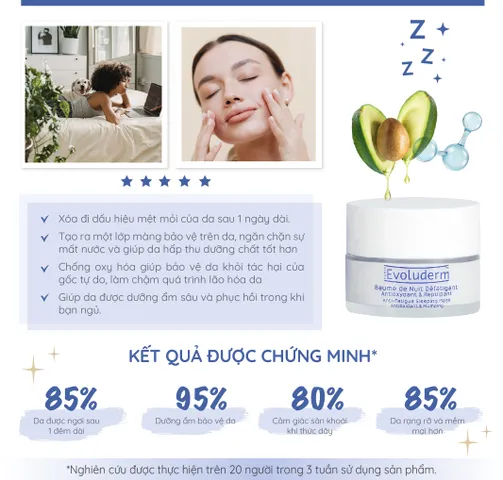 Mặt Nạ Ngủ Dưỡng Ẩm Evoluderm - Giúp Da Căng Bóng, Rạng Rỡ, 92% Tự Nhiên, Mỹ Phẩm Thuần Chay, Dành Cho Mọi Loại Da