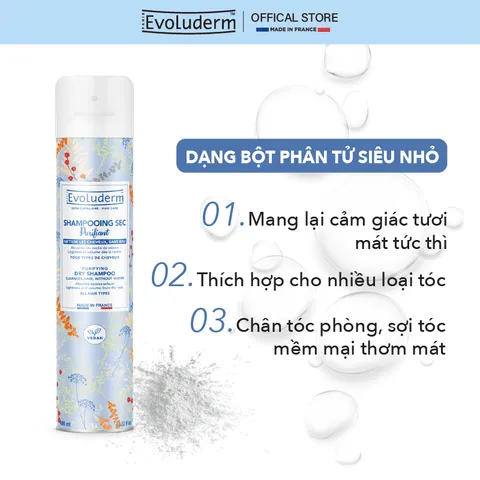 Dầu Gội Khô Evoluderm 400ml - Giúp Tóc Sạch Bồng Bềnh Nhanh Gọn, Tiện Lợi Cho Du Lịch và Người Bận Rộn