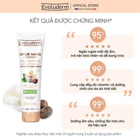 Kem Dưỡng Ẩm Da Tay Evoluderm Chiết Xuất Bơ Hạt Mỡ - Làm Mềm, Bảo Vệ Da, Dưỡng Ẩm Thiên Nhiên, Mỹ Phẩm Thuần Chay
