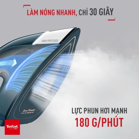 Bàn ủi hơi nước Tefal Duo Power JF4032E0 2 trong 1, 1850W - Ủi đứng và nằm, mặt đế Ceramic chống dính, tự động ngắt điện an toàn.