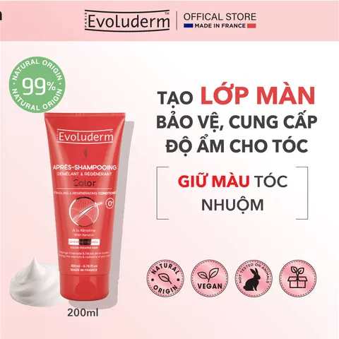 Kem Xả Dưỡng Tóc Evoluderm 200ml - Chiết Xuất Keratin và Tinh Dầu Thiên Nhiên Giúp Tóc Mềm Mại, Giảm Xơ Rối, Dưỡng Ẩm Tối Đa