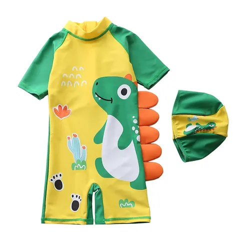 Đồ Bơi Chống Nắng cho Bé - Bộ Đồ Bơi Khủng Long Kèm Nón Bơi Cao Cấp, Chất Liệu Đàn Hồi, Bảo Vệ Da Khi Bơi
