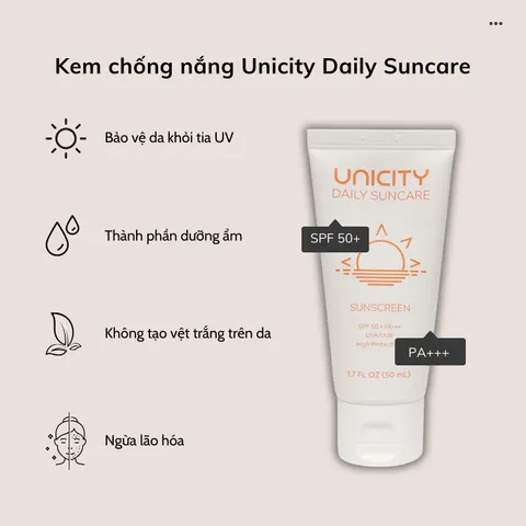 Kem Chống Nắng Unicity Daily Suncare SPF 50+, Bảo Vệ Da Toàn Diện, Duy Trì Độ Ẩm cho Da Mềm Mại, 50ml