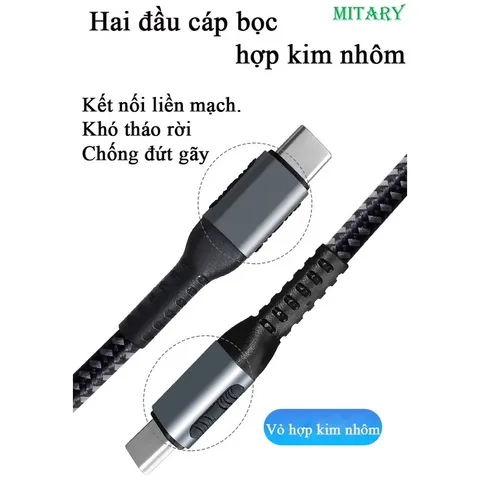 Cáp Sạc Nhanh Type C 100W - Chip E-Marker, Truyền Dữ Liệu Tốc Độ Cao, Phù Hợp Điện Thoại, Laptop, Bảo Hành 1 Đổi 1, Đổi Trả 30 Ngày
