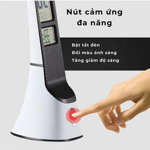 Đèn Bàn Học Chống Cận LED MITARY Tích Điện Với Đồng Hồ Vạn Niên, Đèn Ngủ & Chế Độ Điều Chỉnh Màu Sáng, An Toàn Cho Mắt