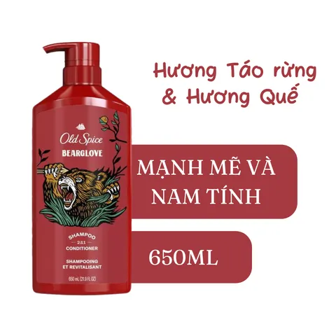 Dầu Gội Xả 2in1 BearGlove Old Spice 650ML USA Mẫu Mới 