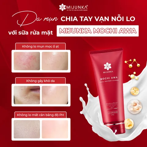 Sữa Rửa Mặt Mijunka Mochi Awa 200g - Sạch Sâu, Dưỡng Ẩm Mịn Màng, Phù Hợp Mọi Loại Da, Không Chất Độc Hại