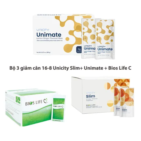 Bộ 3 giảm cân Unicity Slim + Unimate Chanh Gừng + Bios Life C - Giải pháp giảm mỡ hiệu quả cho sức khỏe và vóc dáng hoàn hảo