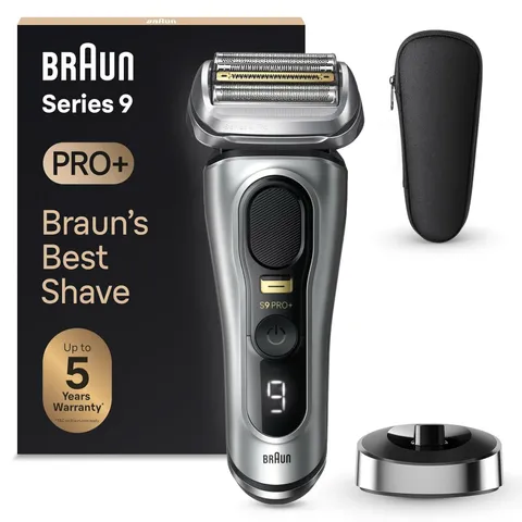 Máy Cạo Râu Điện Braun Series 9 Pro+ 9517S Bạc - Công Nghệ Cạo Râu Hiện Đại, Chống Nước, Thời Gian Chạy 60 Phút