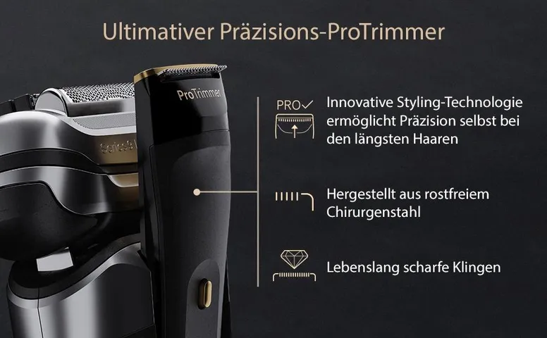 Máy Cạo Râu Điện Braun Series 9 Pro+ 9517S Bạc - Công Nghệ Cạo Râu Hiện Đại, Chống Nước, Thời Gian Chạy 60 Phút
