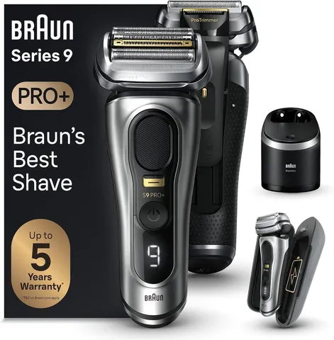 Máy Cạo Râu Điện Braun Series 9 Pro+ 9577CC Silver - Công Nghệ Cạo Râu Nhật Bản, Sạch Sẽ, Đúng Vòm, Sử Dụng 60 Phút