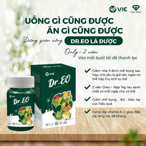 Viên uống detox Dr Eo viên uống thảo mộc hỗ trợ giảm mỡ bụng