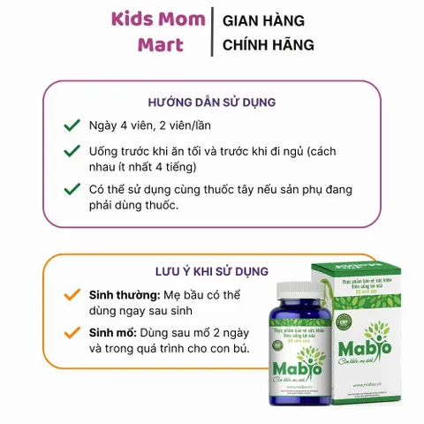 Viên Uống Lợi Sữa Mabio Cho Các Mẹ Sau Sinh Hỗ Trợ Cải Thiện Sữa Mẹ