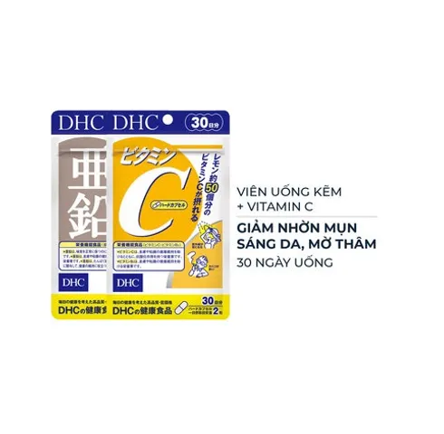 Combo Viên uống DHC Ngừa mụn và Mờ thâm 30 Ngày - Bổ sung Kẽm và Vitamin C giúp làm đẹp da, cải thiện sức khỏe và tăng sức đề kháng