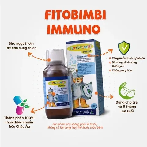 Siro Fitobimbi Immuno Bổ Sung Vitamin & Khoáng Chất Tăng Cường Đề Kháng Cho Trẻ (200ml) - Hỗ Trợ Sức Khỏe Và Phát Triển