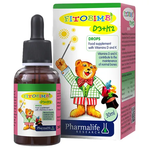 Siro Fitobimbi D3K2 cho Bé - Chai 30ml Hỗ Trợ Hấp Thu Canxi, Giúp Xương Răng Chắc Khỏe, Vitamin D3 và K2 Bổ Sung