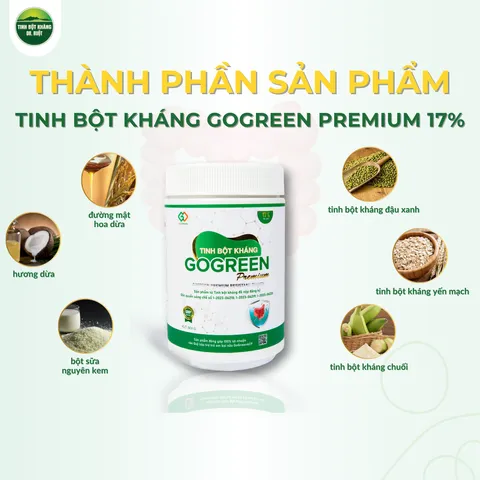 Tinh Bột Kháng GoGreen Premium 17% Xua Tan Táo Bón, Viêm Đại Tràng