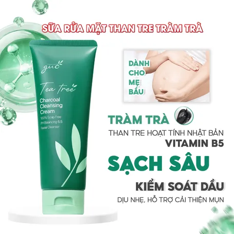 Sữa Rửa Mặt GUO Cho Bà Bầu Từ Than Tre & Tràm Trà - Kiềm Dầu, Dịu Nhẹ pH 5.5 100g - Giảm Mụn, Phù Hợp Da Nhạy Cảm