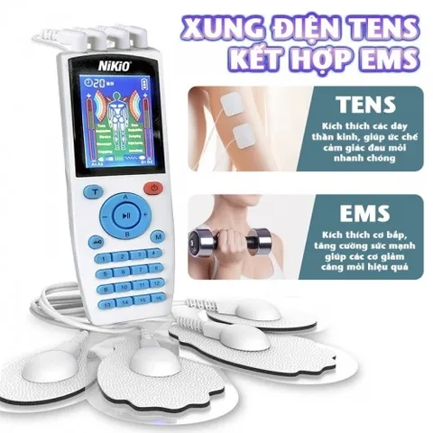 Máy Massage Xung Điện Nikio NK-103A - Thiết Bị 4 Kênh, 8 Miếng Dán, 16 Chế Độ và 20 Cường Độ Giúp Giảm Đau Mỏi Hiệu Quả