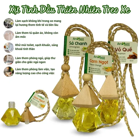 Chai Treo Tinh Dầu Thiên Nhiên AroMazz 10ml - Khử Mùi Xe Hơi, Tủ Quần Áo, Hương Thơm Tự Nhiên, Nâng Cao Không Gian Sống