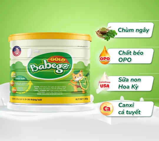 Sữa non chùm ngây tăng cân Babego Gold Dòng Cao Cấp - Lon 342g