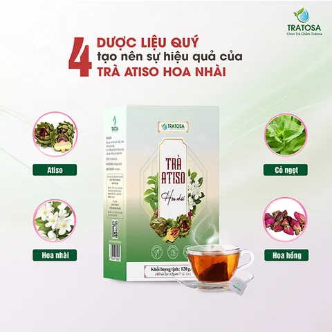 Trà AtiSo Hoa nhài TRATOSA 4 vị giúp giải độc gan, thanh lọc cơ thể 193124