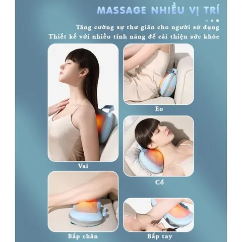 Gối Massage Hồng Ngoại Không Dây Nikio NK-135DC - Xoa Bóp 4D, Sưởi Nóng, Pin Sạc 2600mAh, Giảm Đau Cổ Vai Gáy, Tiện Lợi Sử Dụng Mọi Nơi