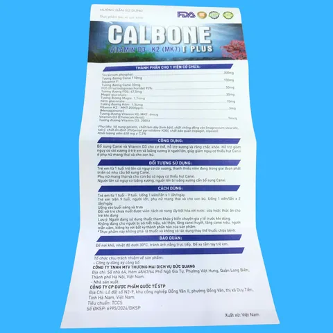 Viên uống bổ sung canxi - CALBONE VITAMIN D3 - K2 (MK7) T PLUS