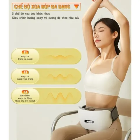 Máy massage bụng pin sạc Nikio NK-166DC - Công nghệ xoa bóp nhiệt hồng ngoại, giảm mỡ bụng hiệu quả, hỗ trợ tiêu hóa, dễ sử dụng