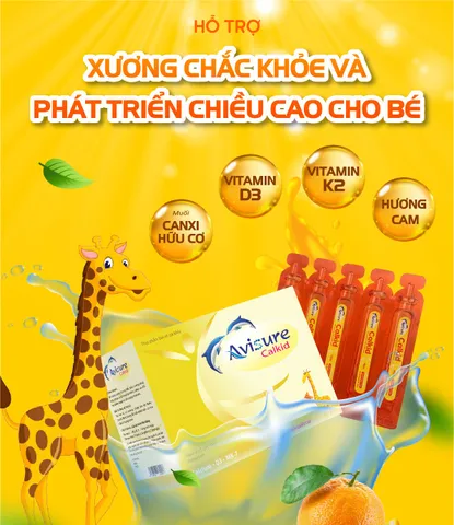 Canxi cho bé Avisure Calkid bổ sung canxi hữu cơ và D3 giúp trẻ cao lớn vượt trội 30 ống