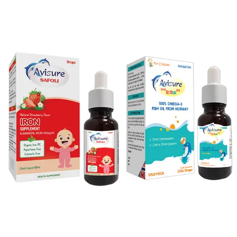 Bộ Bổ Sung Sắt và DHA Tinh Khiết Avisure cho Trẻ - Hỗ Trợ Phát Triển Trí Não và Cải Thiện Thị Lực 20ml