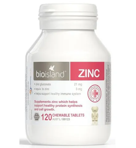 Viên Nhai Bổ Sung Kẽm Bio Island Zinc 120 Viên - Sử Dụng Cho Trẻ Em - Hỗ Trợ Phát Triển Toàn Diện Từ Úc