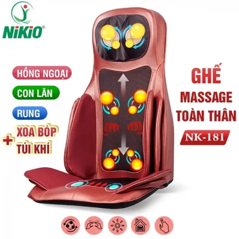 Ghế Massage Toàn Thân Nikio NK-181 - Công Nghệ Hồng Ngoại, Đấm Bóp, Rung 5 Tính Năng, Thiết Kế Sang Trọng Màu Đỏ, Tận Hưởng Thư Giãn Tối Đa