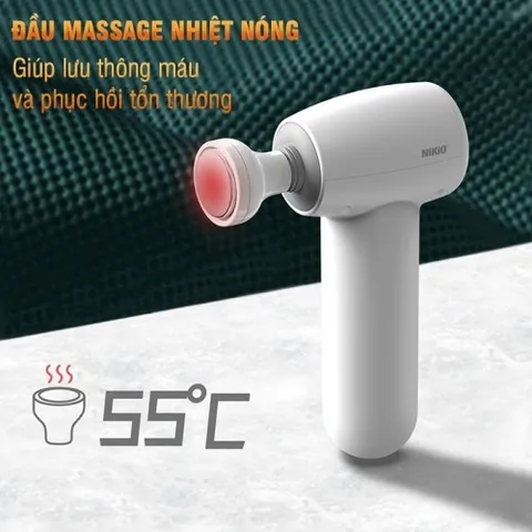 Súng Massage Cầm Tay Mini Nikio NK-175 - Thiết Bị Giãn Cơ Đầu Nóng, 7 Đầu Massage Độc Đáo, Công Suất 40W, Thư Giãn Toàn Thân Hiệu Quả