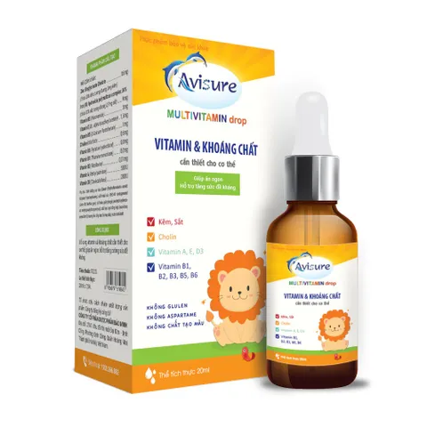 Vitamin tổng hợp cho bé Avisure Multivitamin, 11 loại vitamin và khoáng chất, sắt, kẽm, D3 20ml