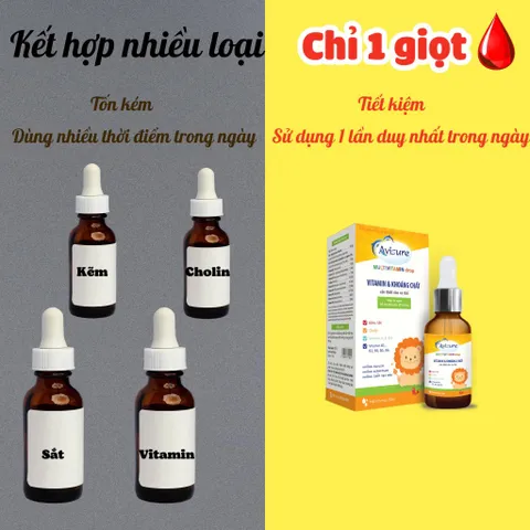 Vitamin tổng hợp cho bé Avisure Multivitamin, 11 loại vitamin và khoáng chất, sắt, kẽm, D3 20ml