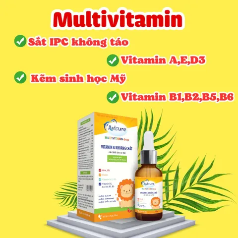 Vitamin tổng hợp cho bé Avisure Multivitamin, 11 loại vitamin và khoáng chất, sắt, kẽm, D3 20ml